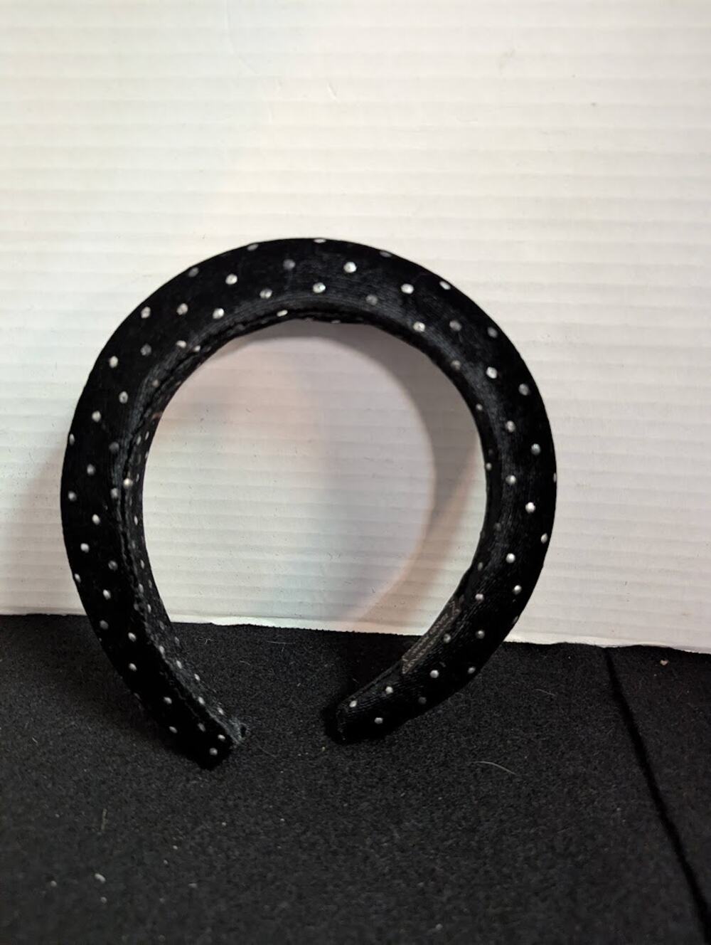 Set of 2 headband soft velvet hair accessories womens black knot polka dot